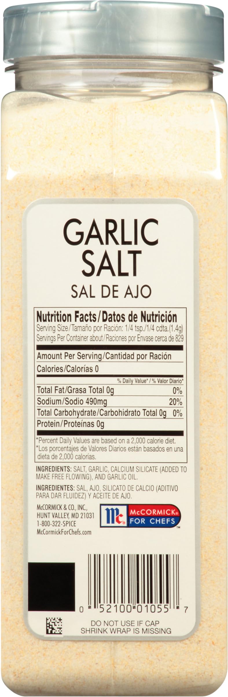 McCormick Culinary label details showing ingredients and kosher, no added MSG note