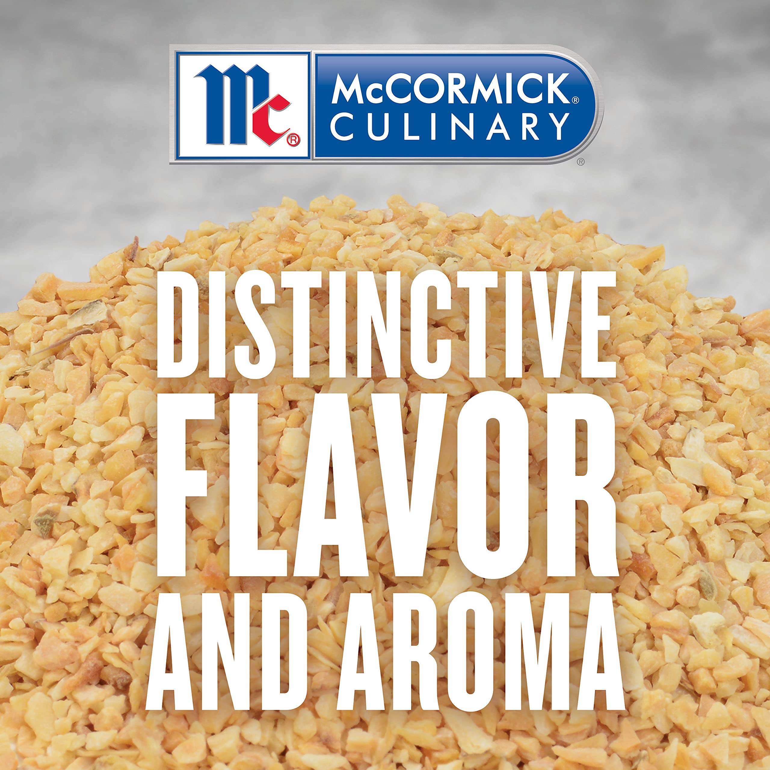 McCormick Culinary close-up of minced garlic flakes showing texture and rehydration ease
