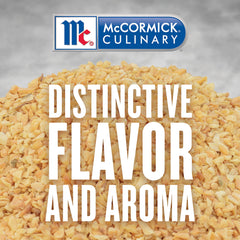 McCormick Culinary close-up of minced garlic flakes showing texture and rehydration ease