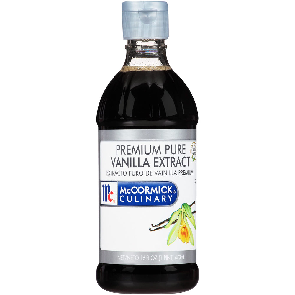 McCormick Culinary vanilla extract front bottle showing size and professional packaging benefits