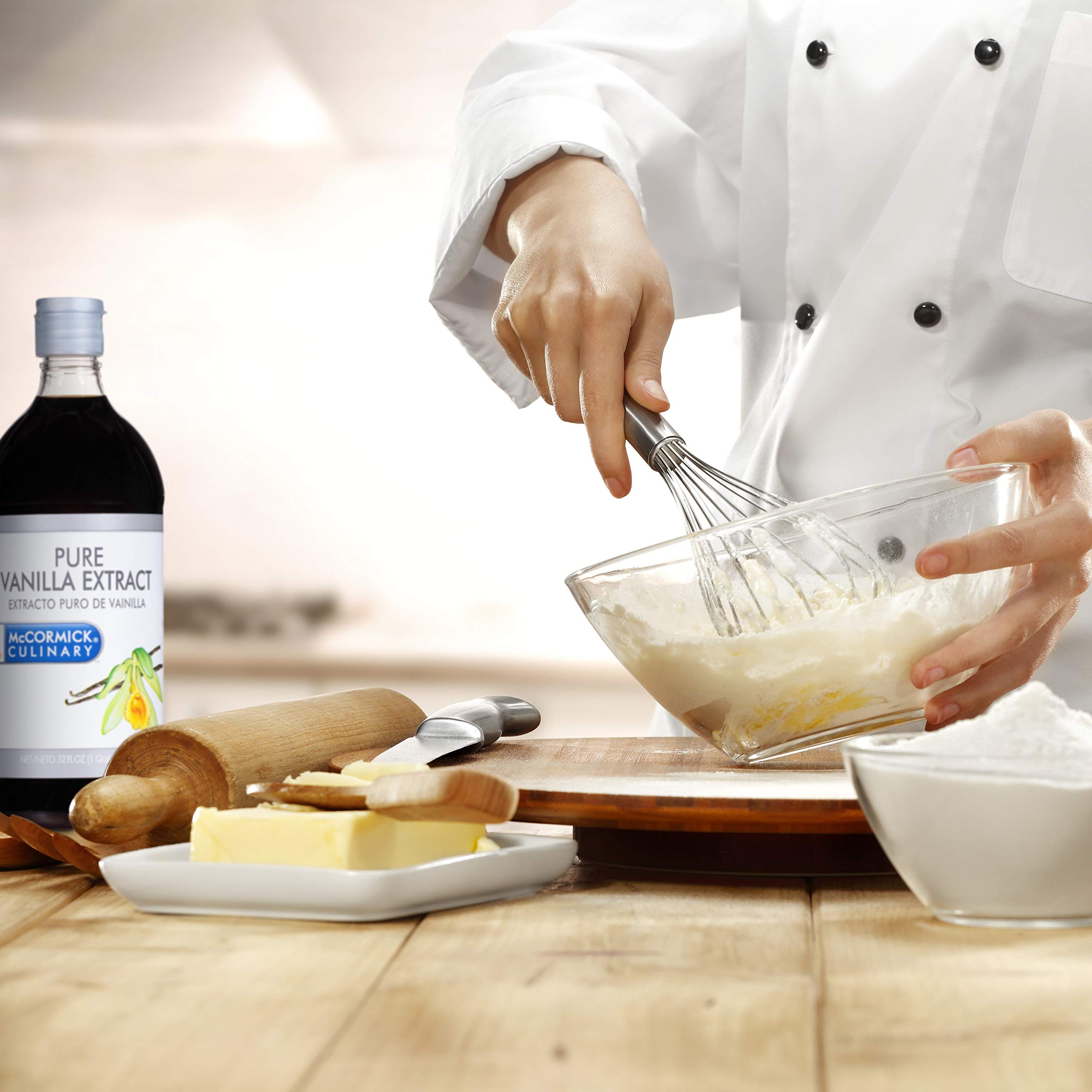 McCormick Culinary vanilla extract added to mixing bowl for richer dessert flavor