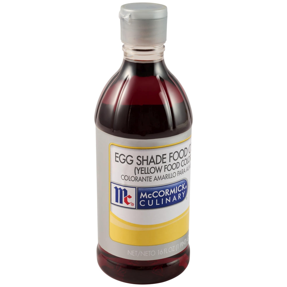McCormick Culinary front bottle view showing bright yellow dye and label for easy identification