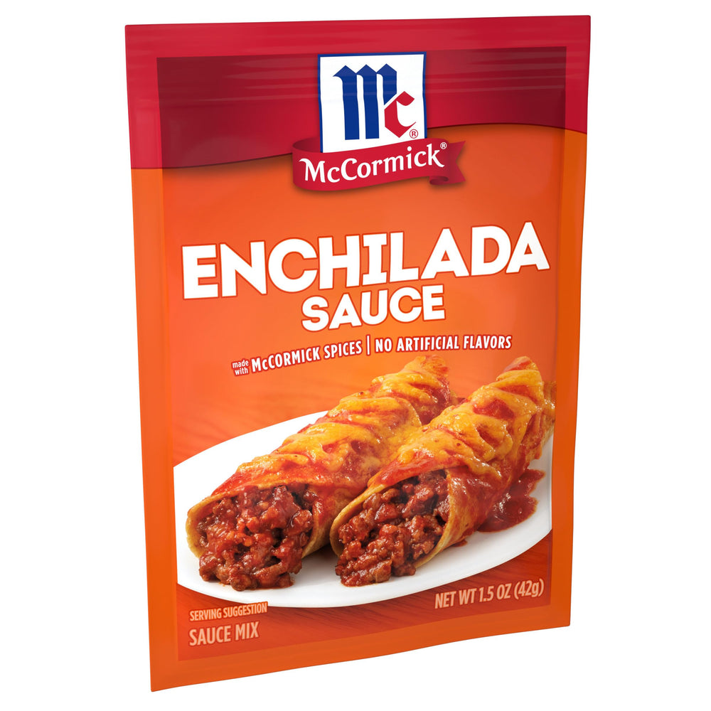 Single McCormick packet opened to show dry mix, highlighting quick meal prep benefit