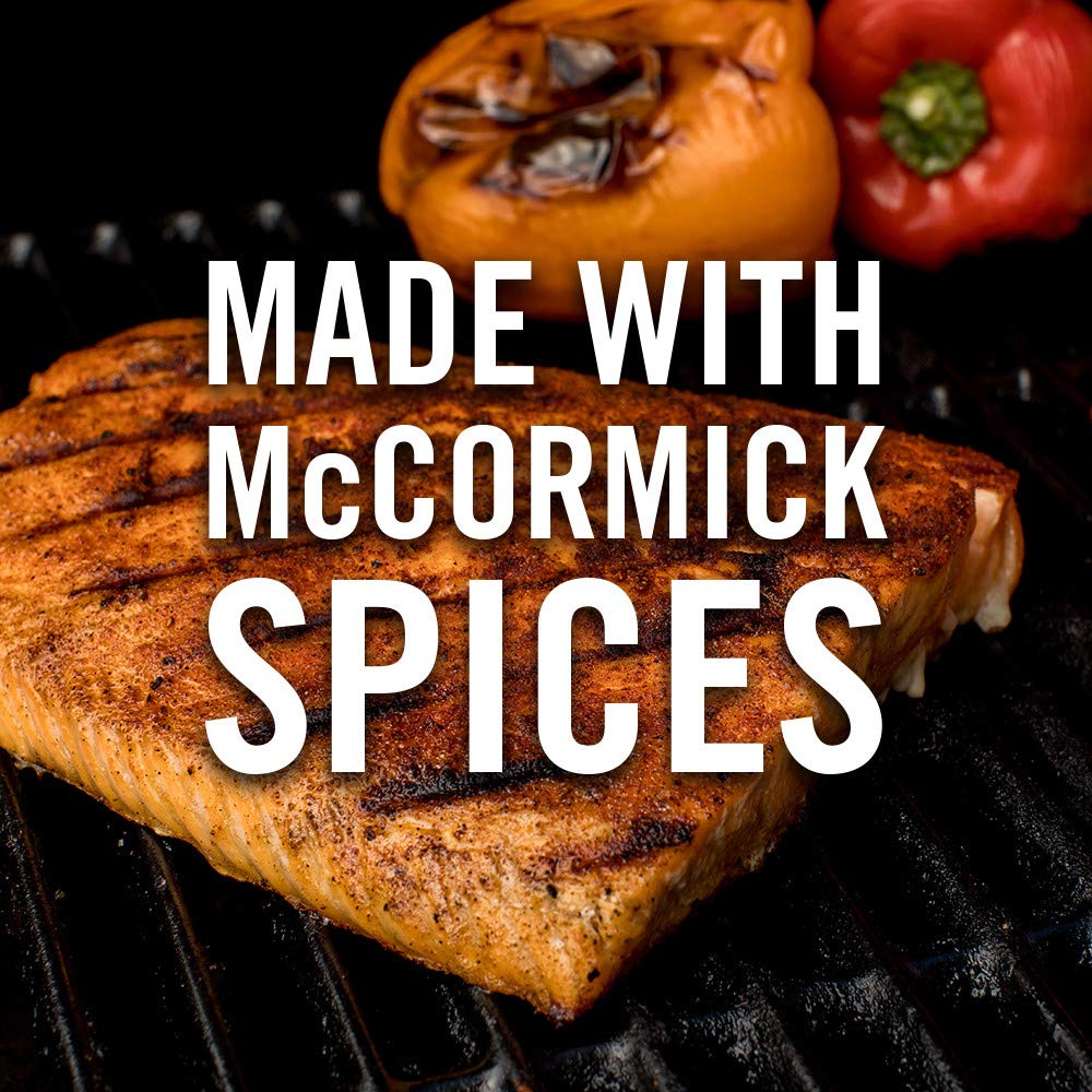 Product label close-up listing ingredients and no added MSG claim from McCormick for transparency