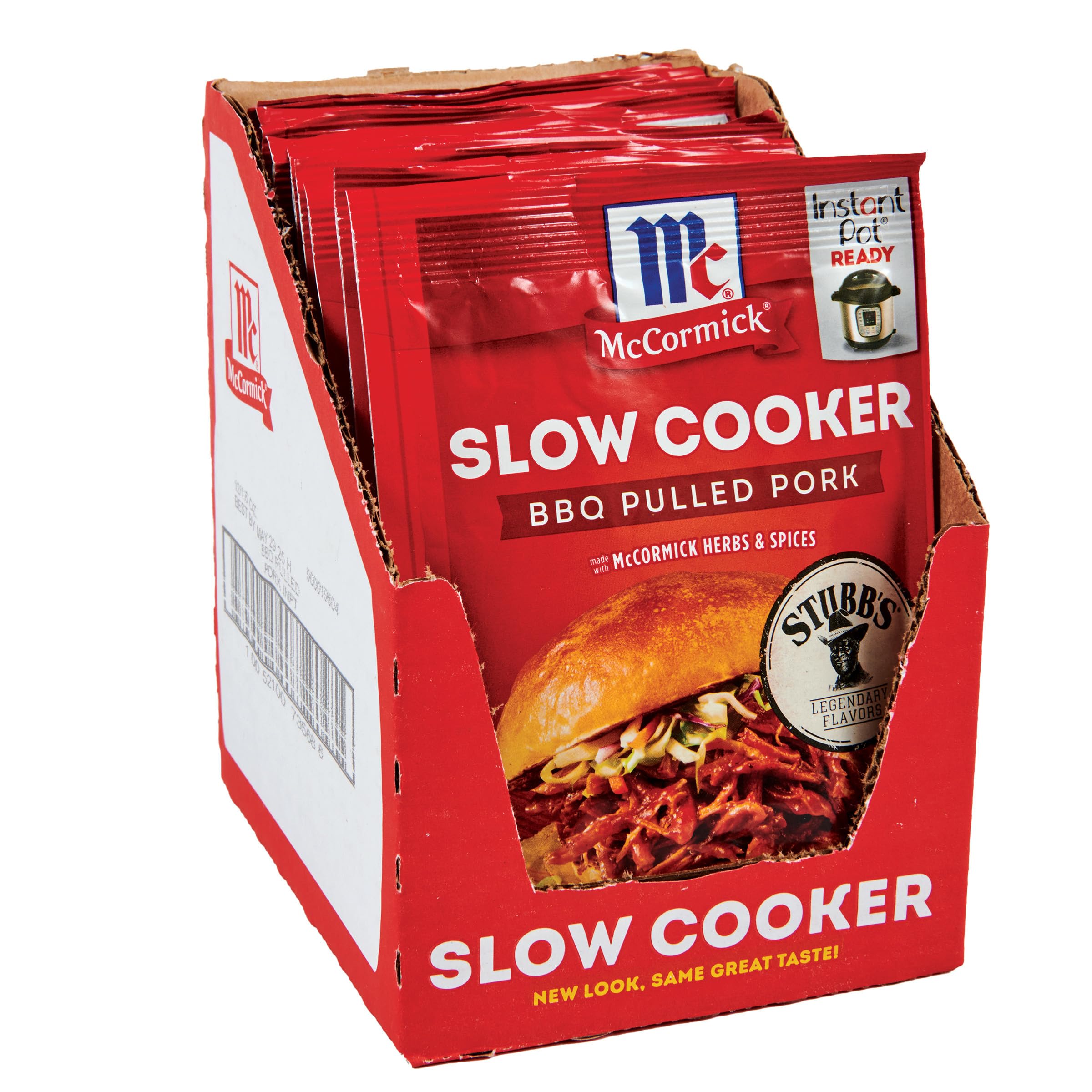 McCormick front packaging shows seasoning packet and benefit of easy pulled pork