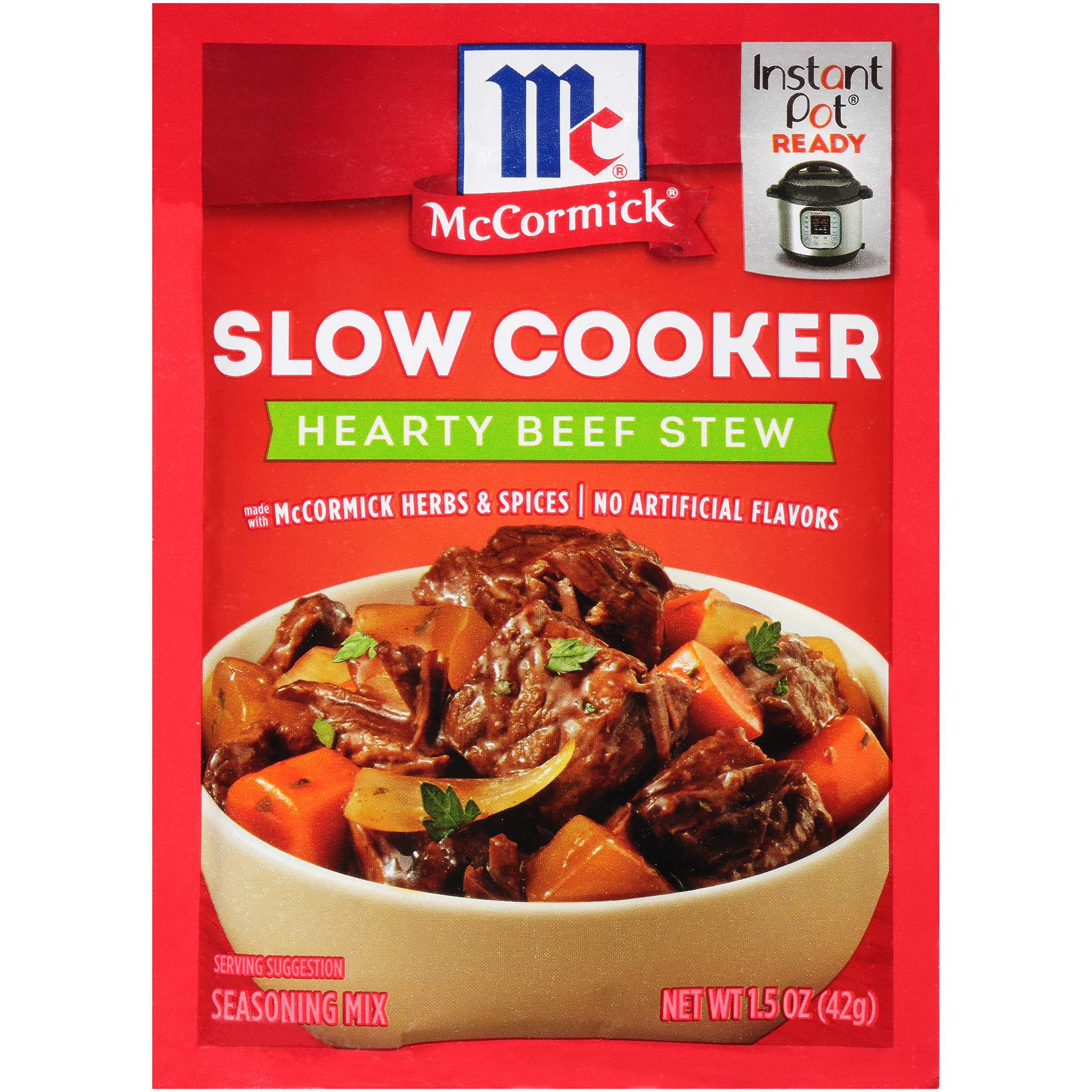 McCormick front packet showing branding and stew seasoning for easy identification and quick meals