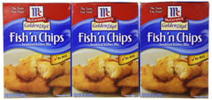 McCormick front packaging of Golden Dipt mix showing product and pack of three for reliable use