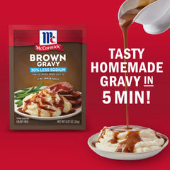Close-up of McCormick gravy powder texture for quick mixing