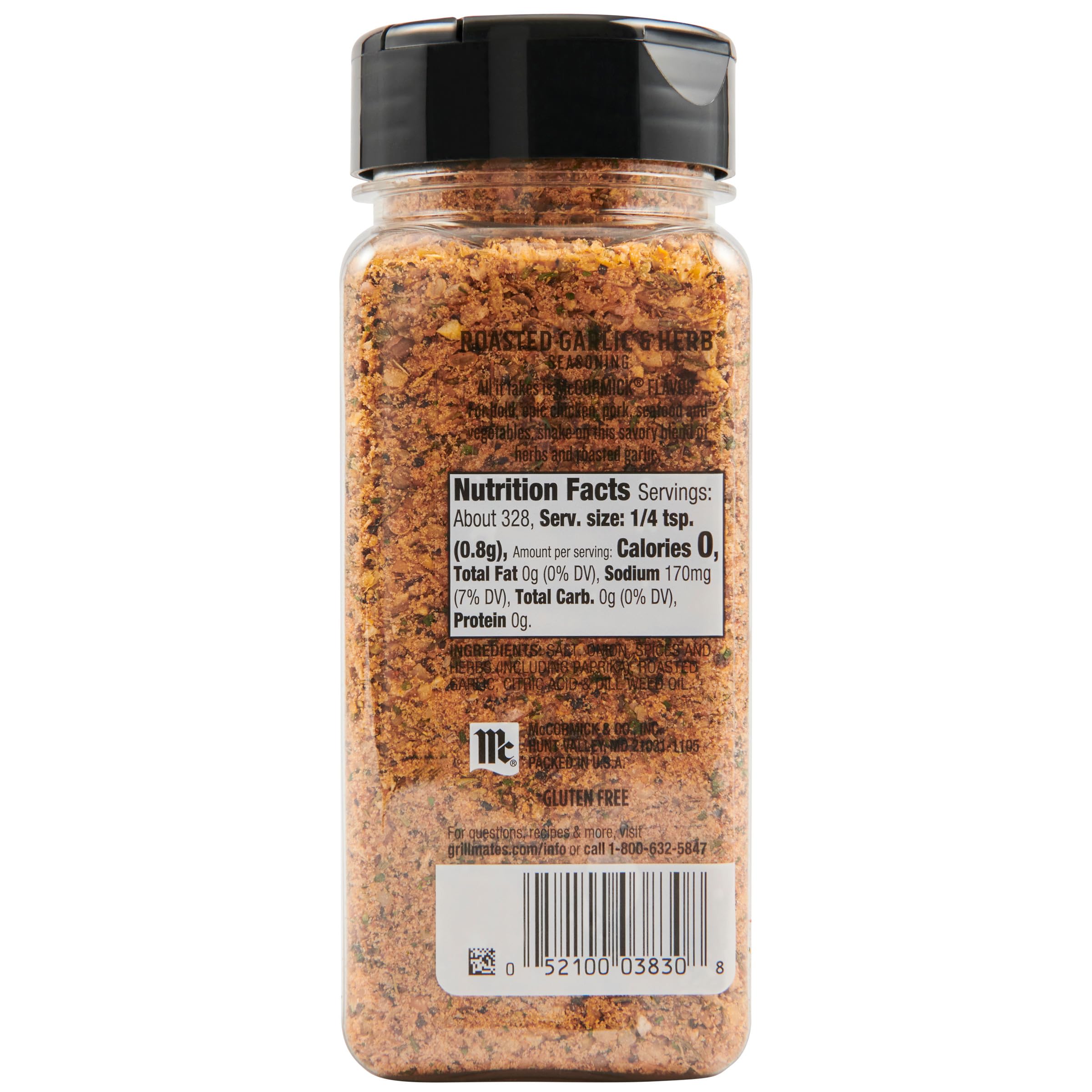 Ingredient and nutrition label on McCormick bottle, transparency for informed ingredient choices