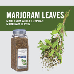 close-up of dried marjoram leaves by McCormick revealing texture and aroma benefit