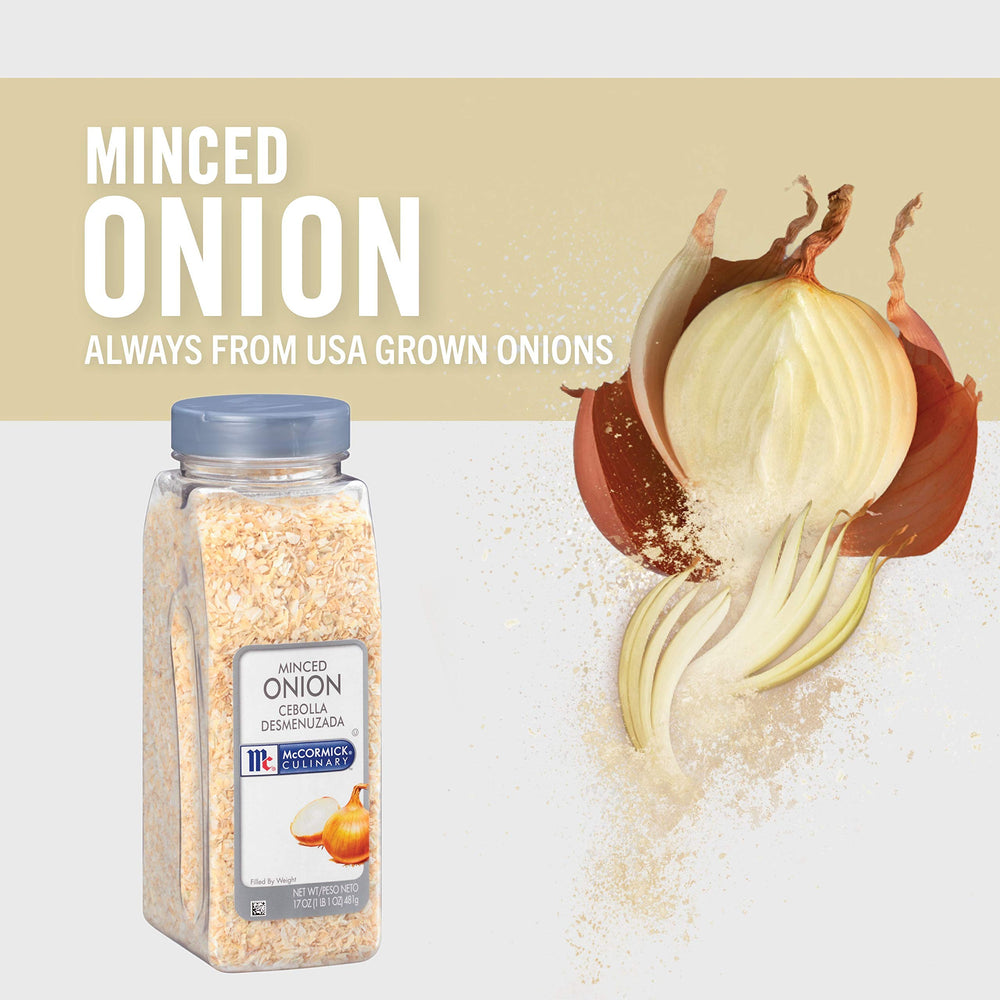 McCormick minced onion close-up of flakes highlighting texture and flavor
