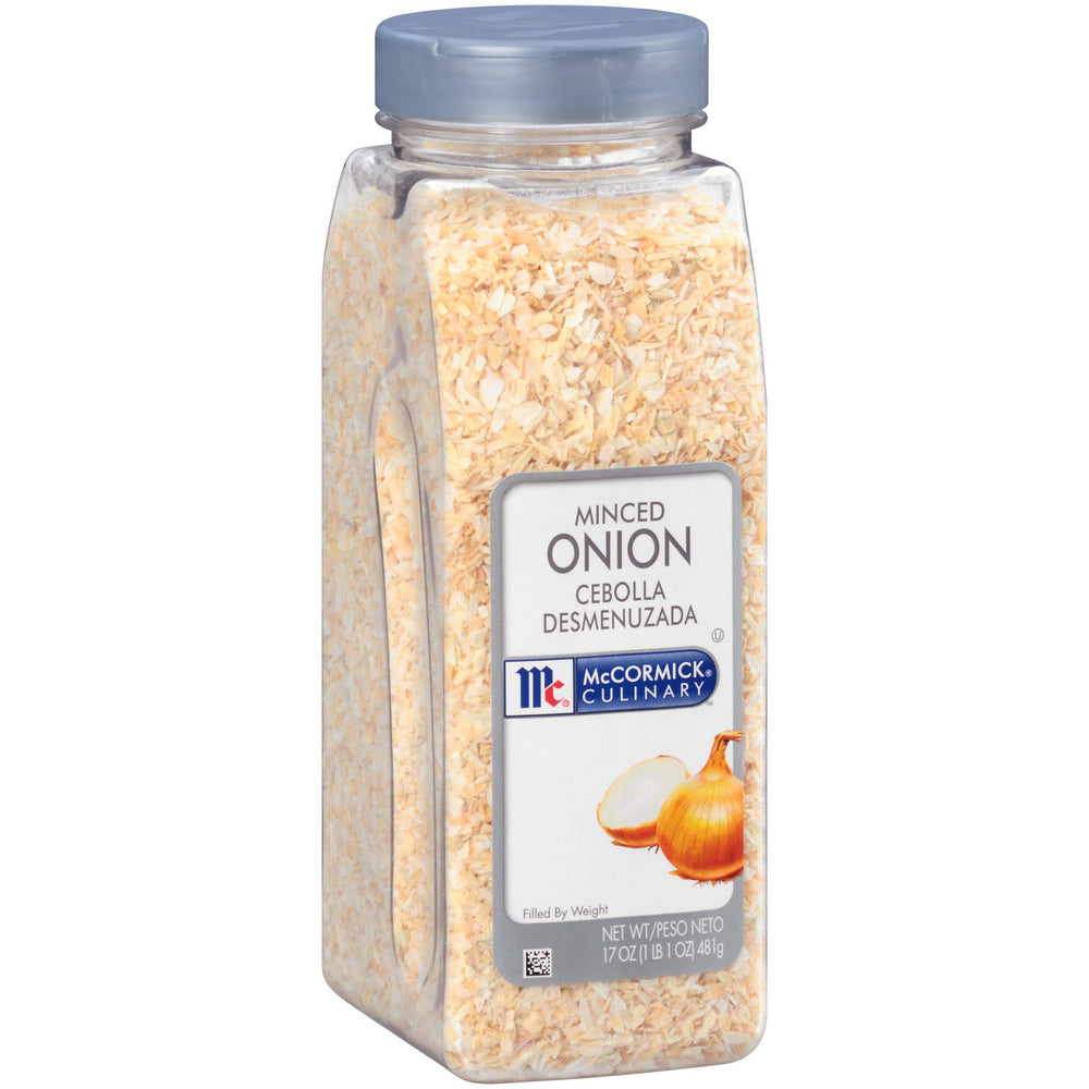 McCormick minced onion front packaging showing size and convenience