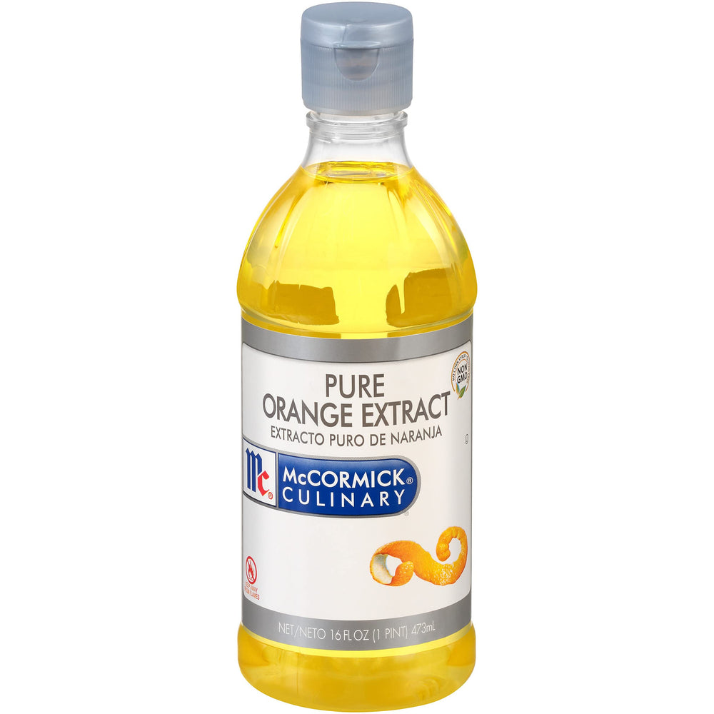 McCormick Culinary orange extract front label showing product and benefit of professional flavor
