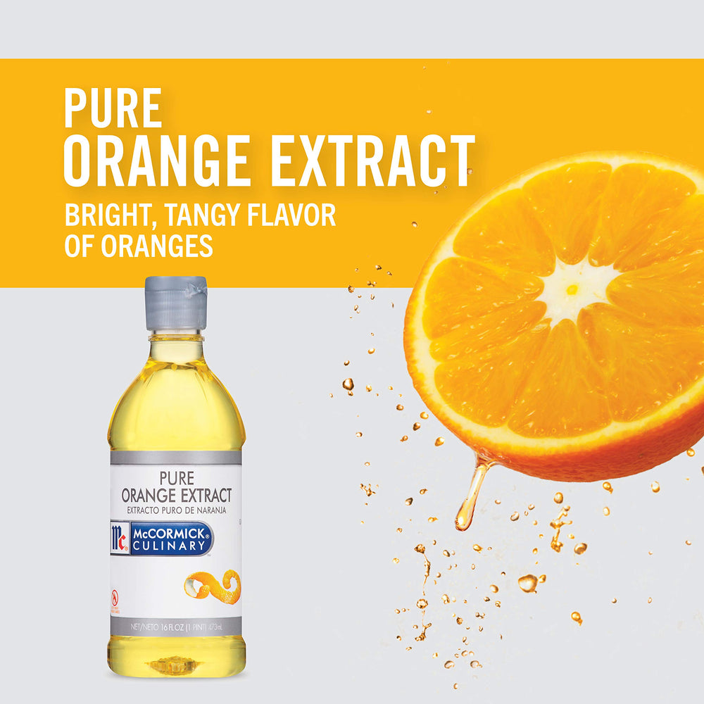 McCormick Culinary orange extract next to hand for size comparison and kitchen efficiency