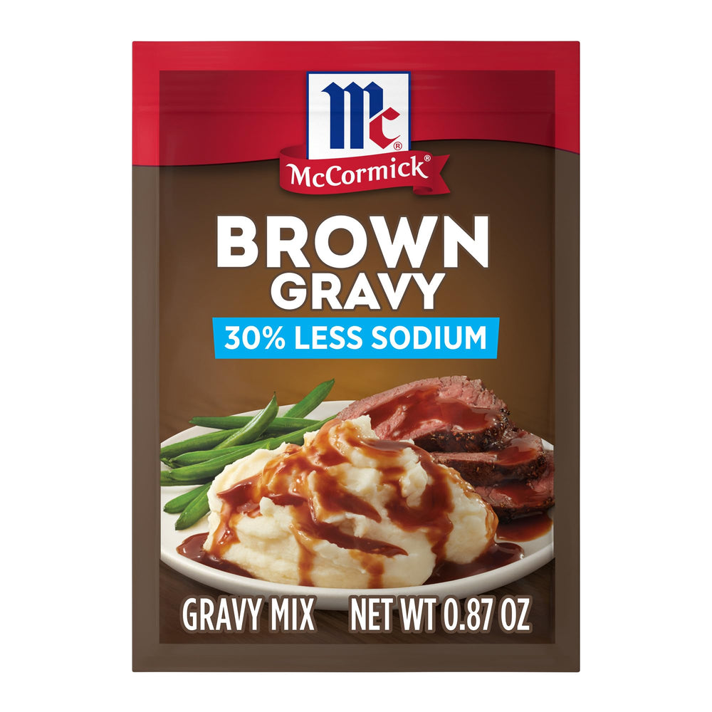 McCormick packet back with nutrition label highlighting lower sodium