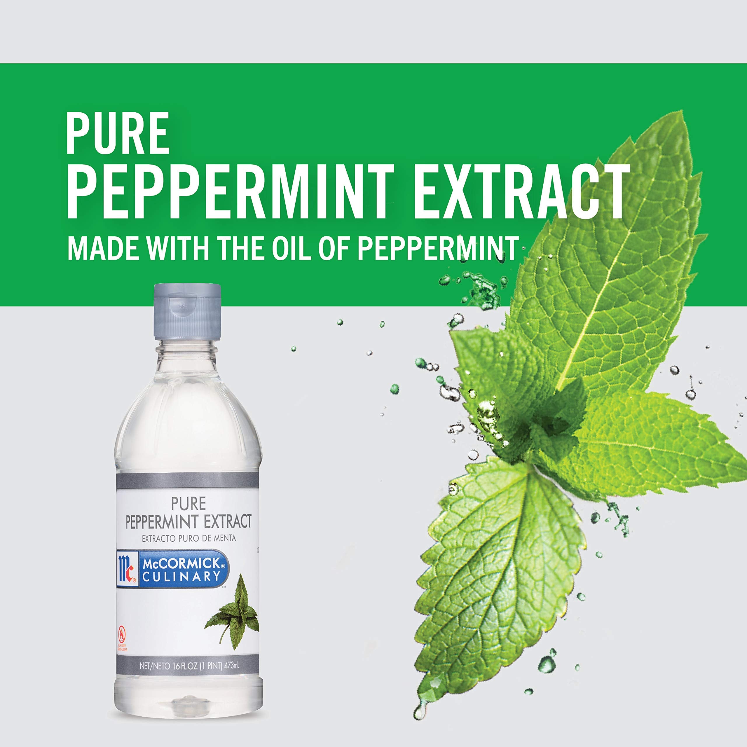 McCormick peppermint extract pouring a drop into a measuring spoon for precise flavor control