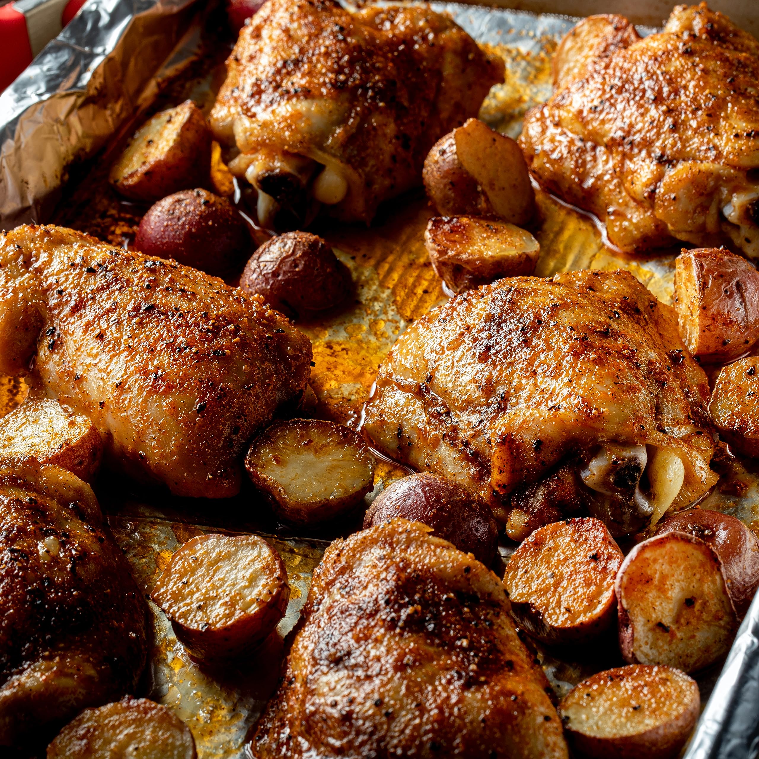 Texture of spice blend with visible pepper and paprika for rich taste