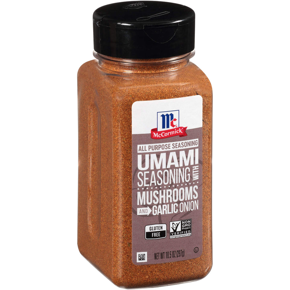 McCormick jar front label showing umami seasoning and brand, enhances pantry organization