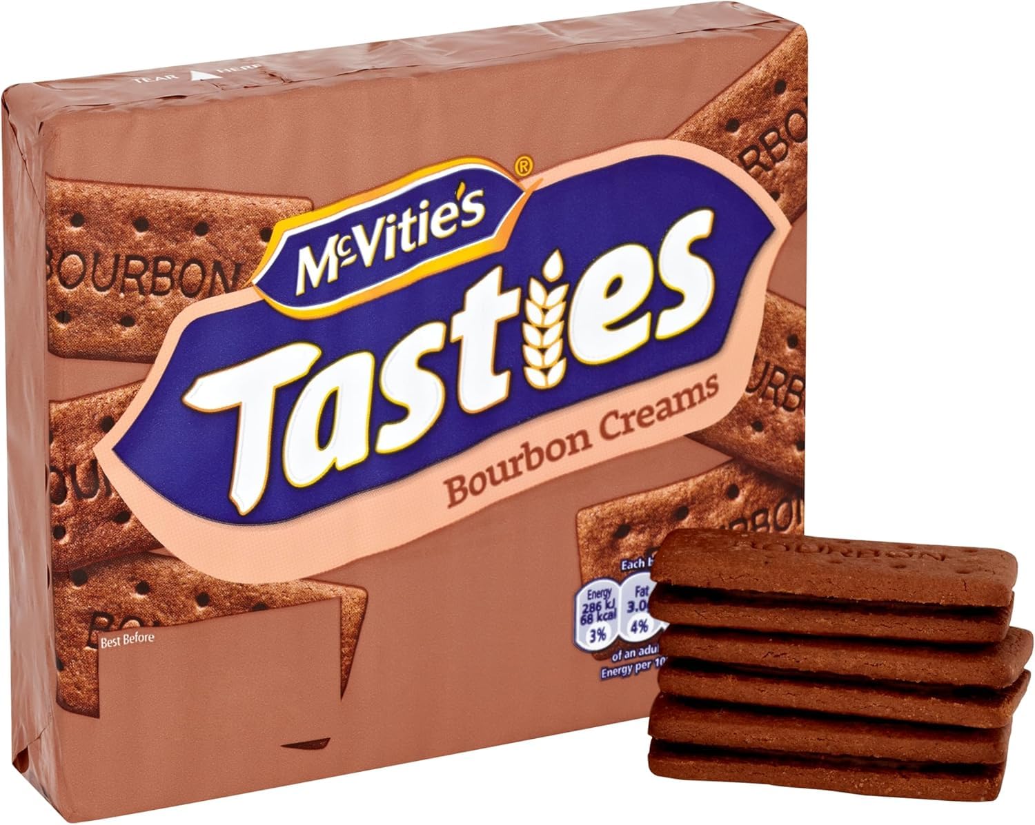McVitie's open pack with biscuits visible, shows portion and grab-and-go convenience