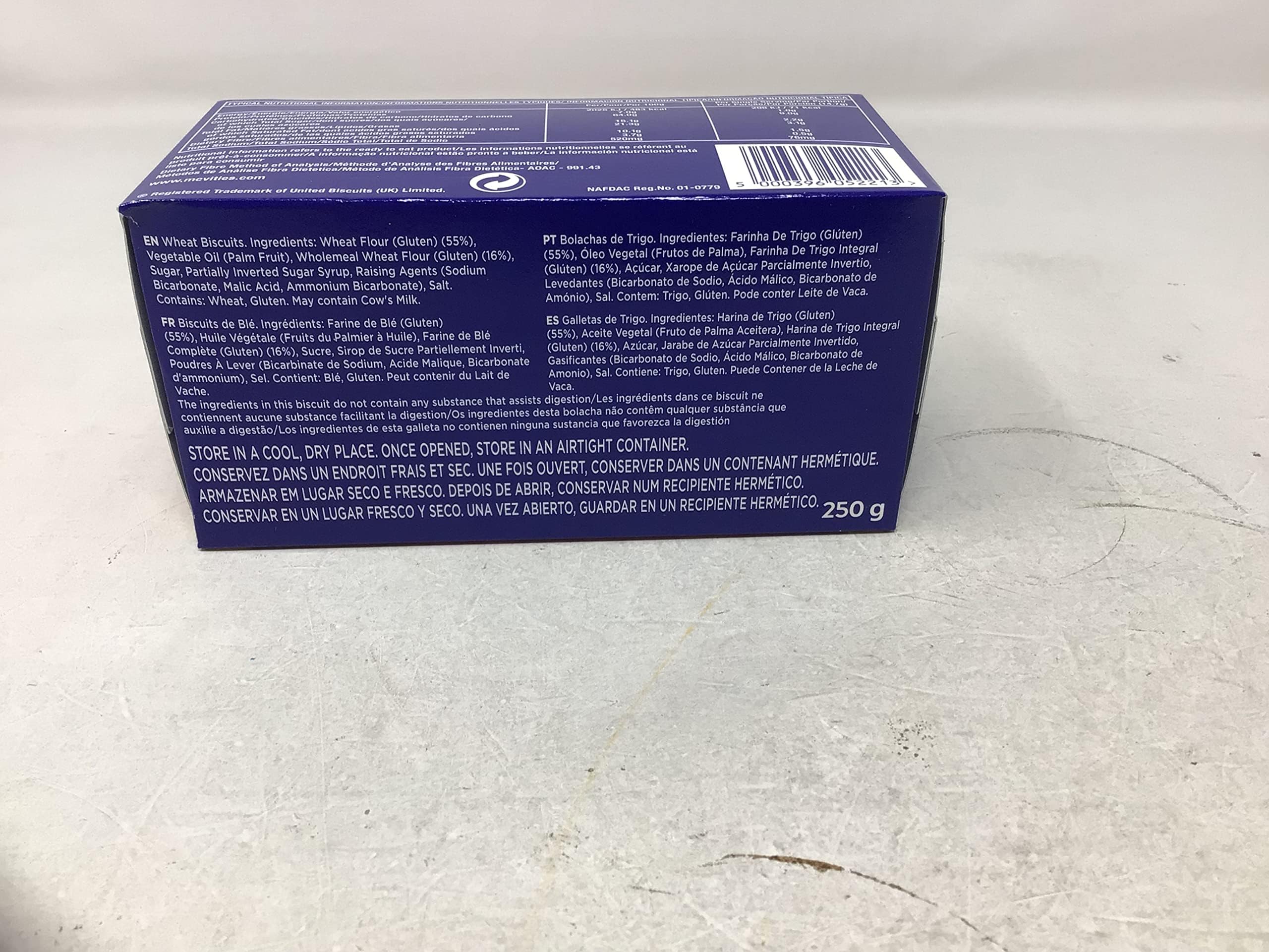 McVitie's label close-up showing ingredients and clarity benefit