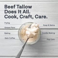 MD.LIFE melted tallow on spoon demonstrating quick melt and blend