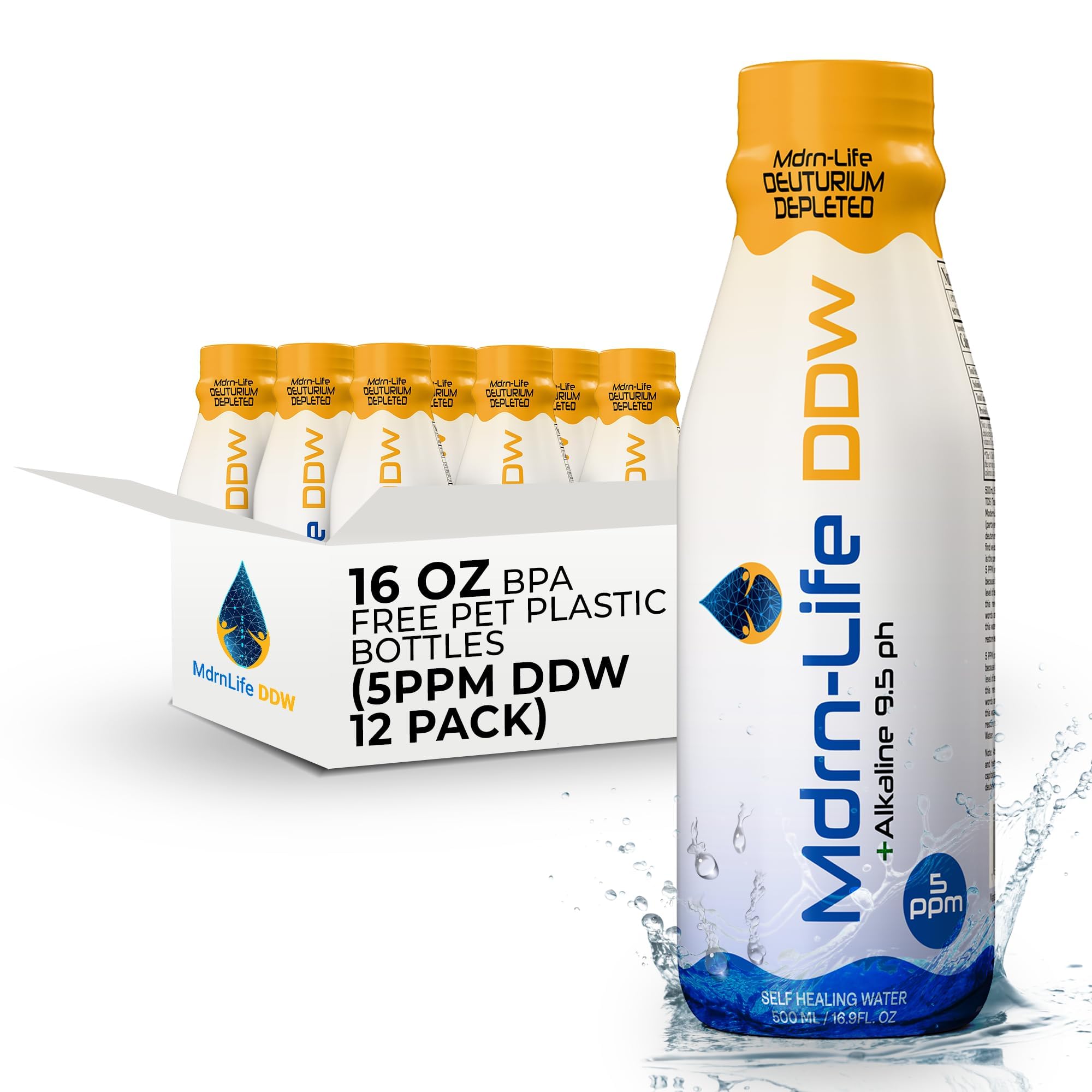 Mdrn-Life DDW front packaging showing pack of twelve bottles and branding benefits