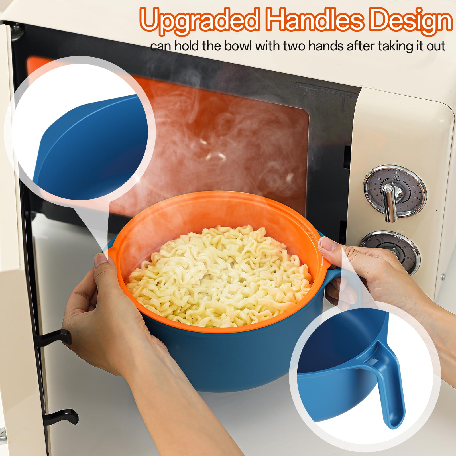 MEACOLIA draining pasta safely using strainer to avoid spills benefit