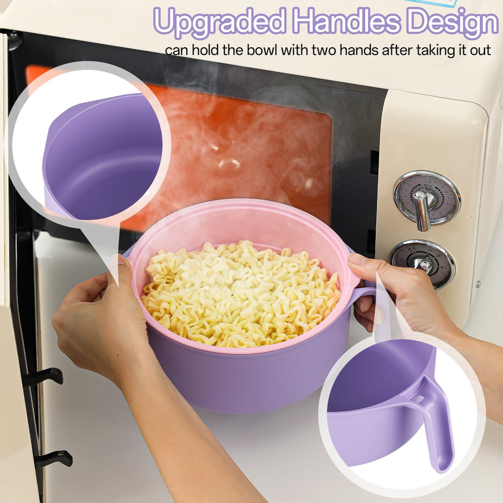 MEACOLIA bowl filled with two ramen blocks and toppings showing generous portion capacity