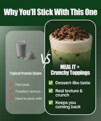 MEAL IT packet beside common items to show serving size and portability