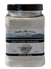 Medley Hills Farm front packaging showing 2 lb alum container benefits