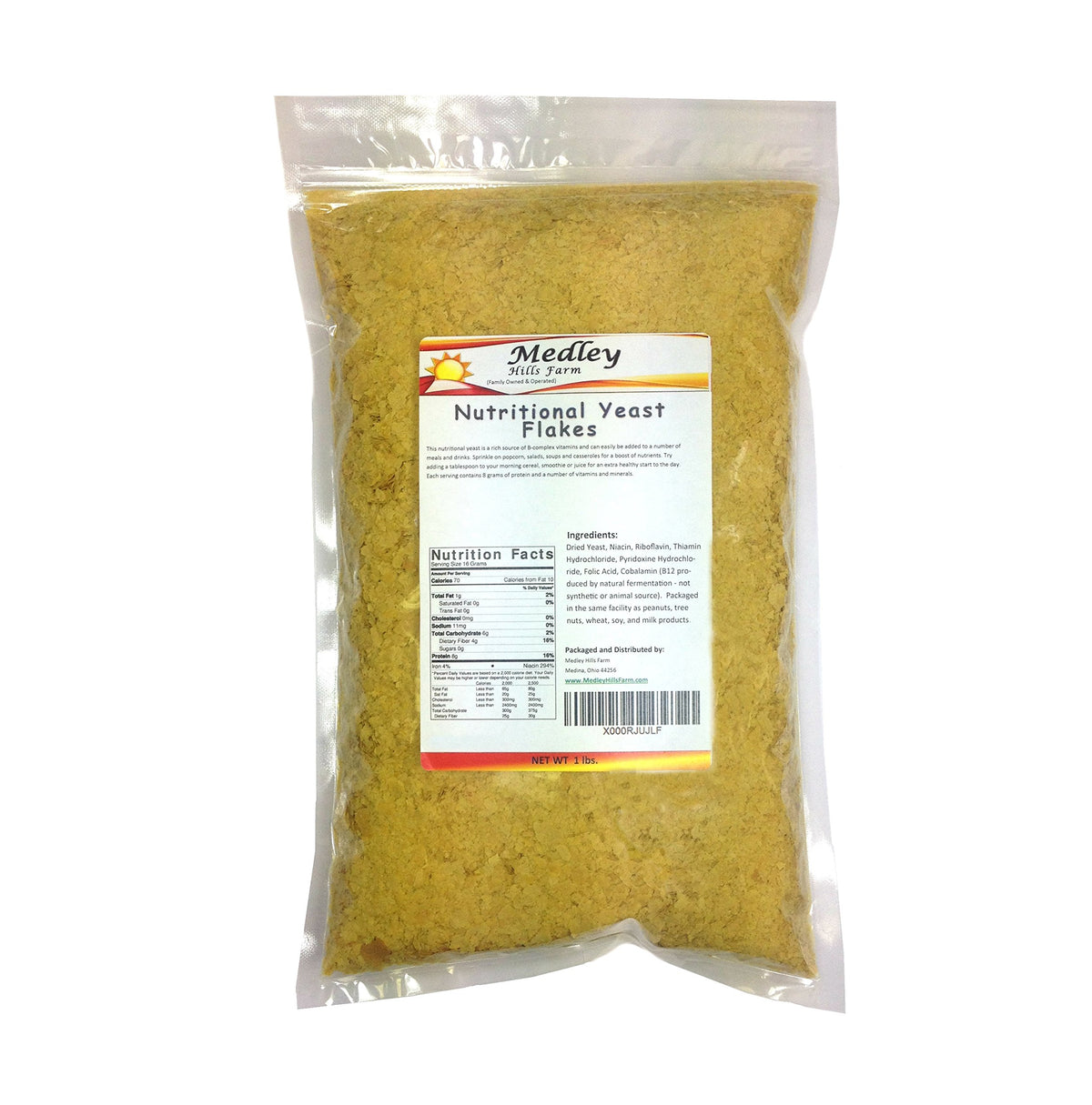 Medley Hills Farm front packaging showing 1 lb pouch and product label benefit