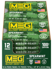 MEG spearmint close-up of gum piece texture and mint surface for fast release