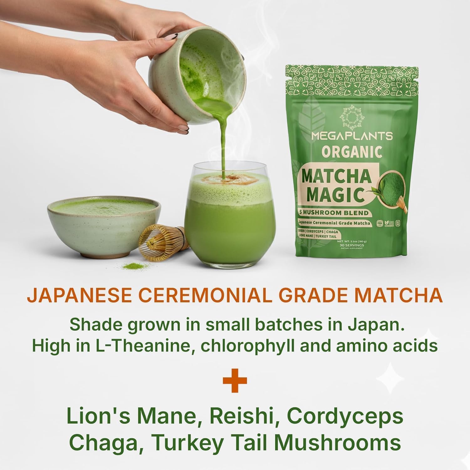 MEGAPLANTS matcha smoothie bowl topped with fruit showing versatile serving
