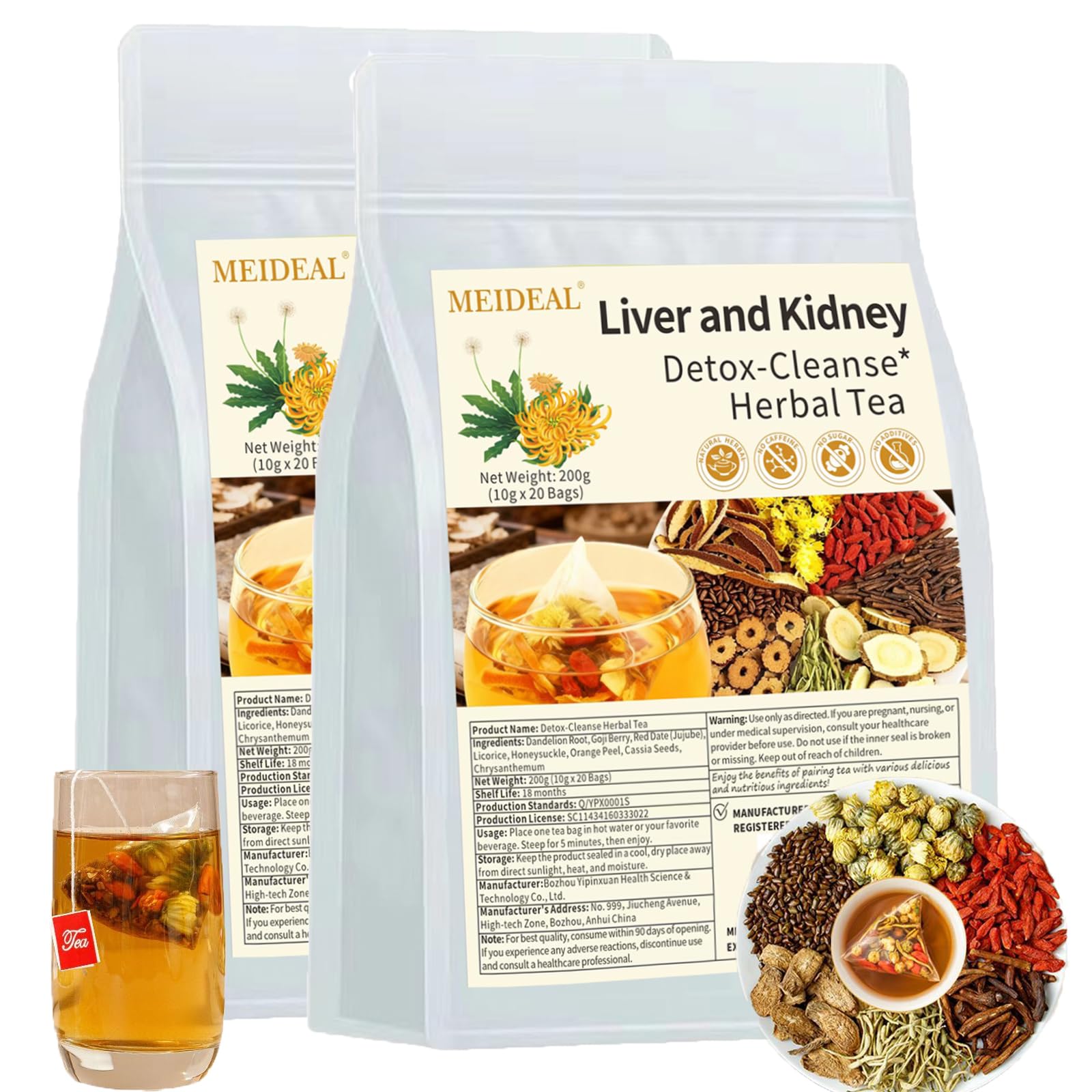 Meideal front packaging showing brand and 8-herb blend benefits