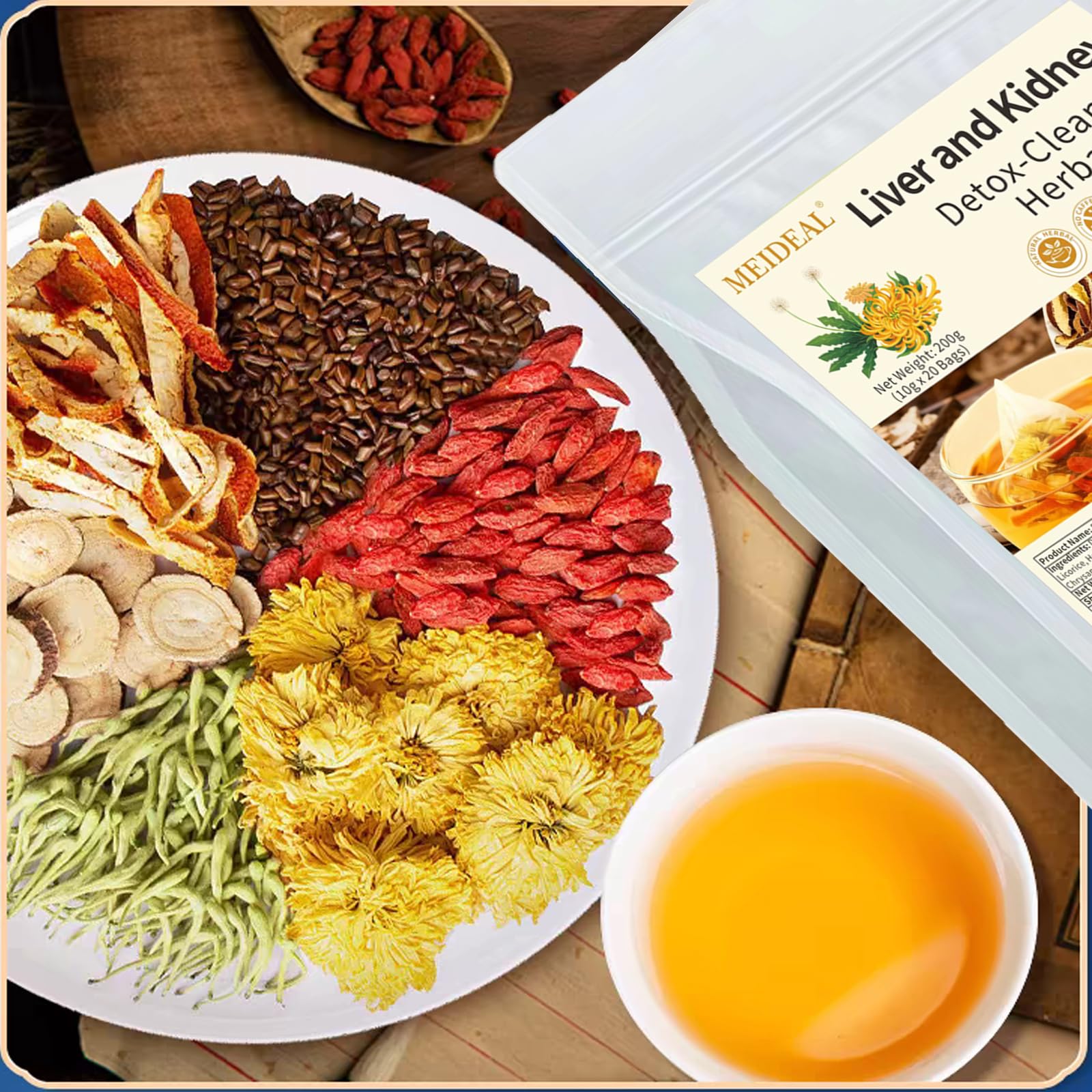 Meideal tea on a table with snack showing daily ritual and relaxation benefit