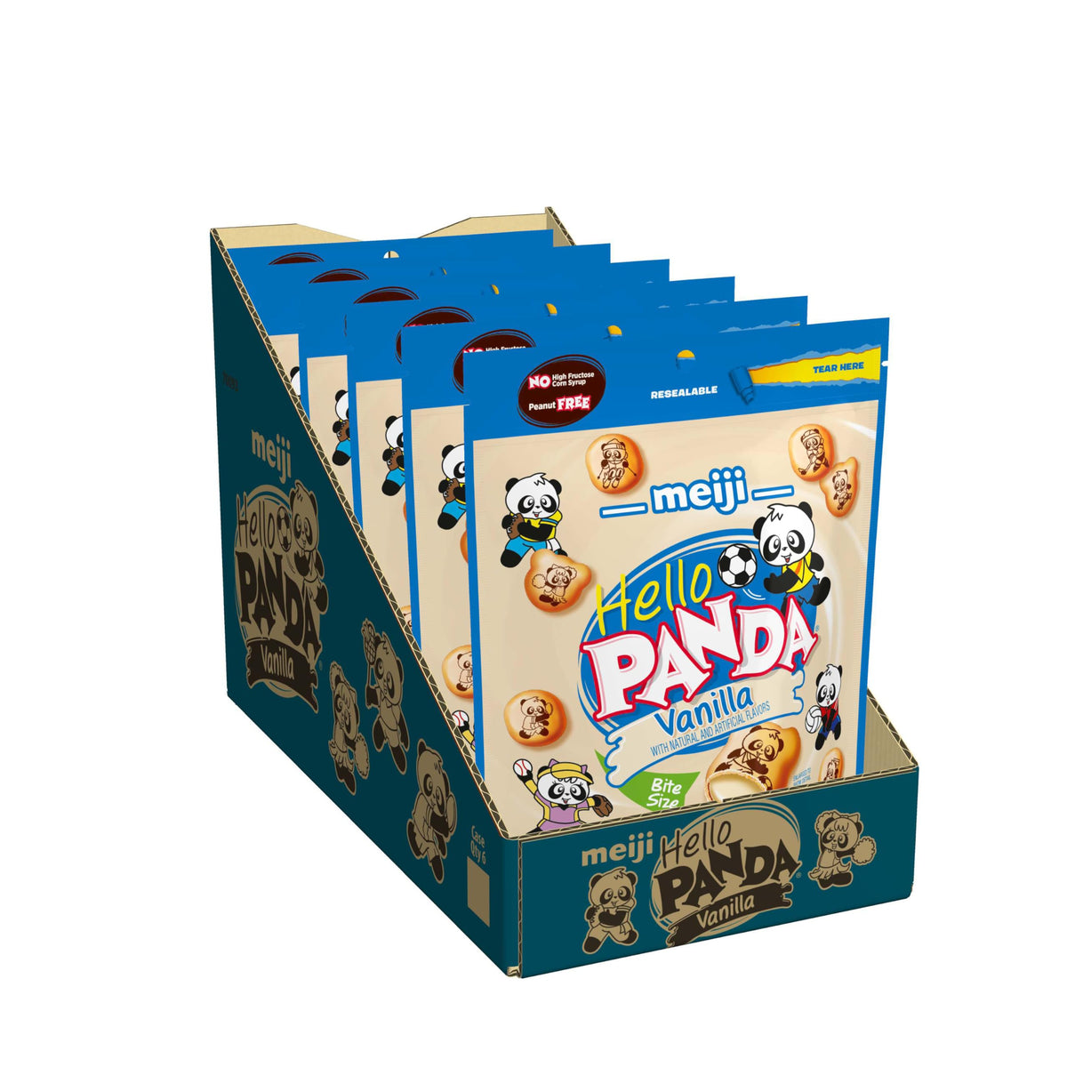 Meiji Hello Panda front packaging showing product and branding, convenient grab-and-go