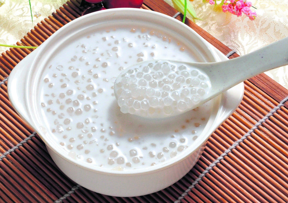 mekoman tapioca pearls in pudding showing glossy finish