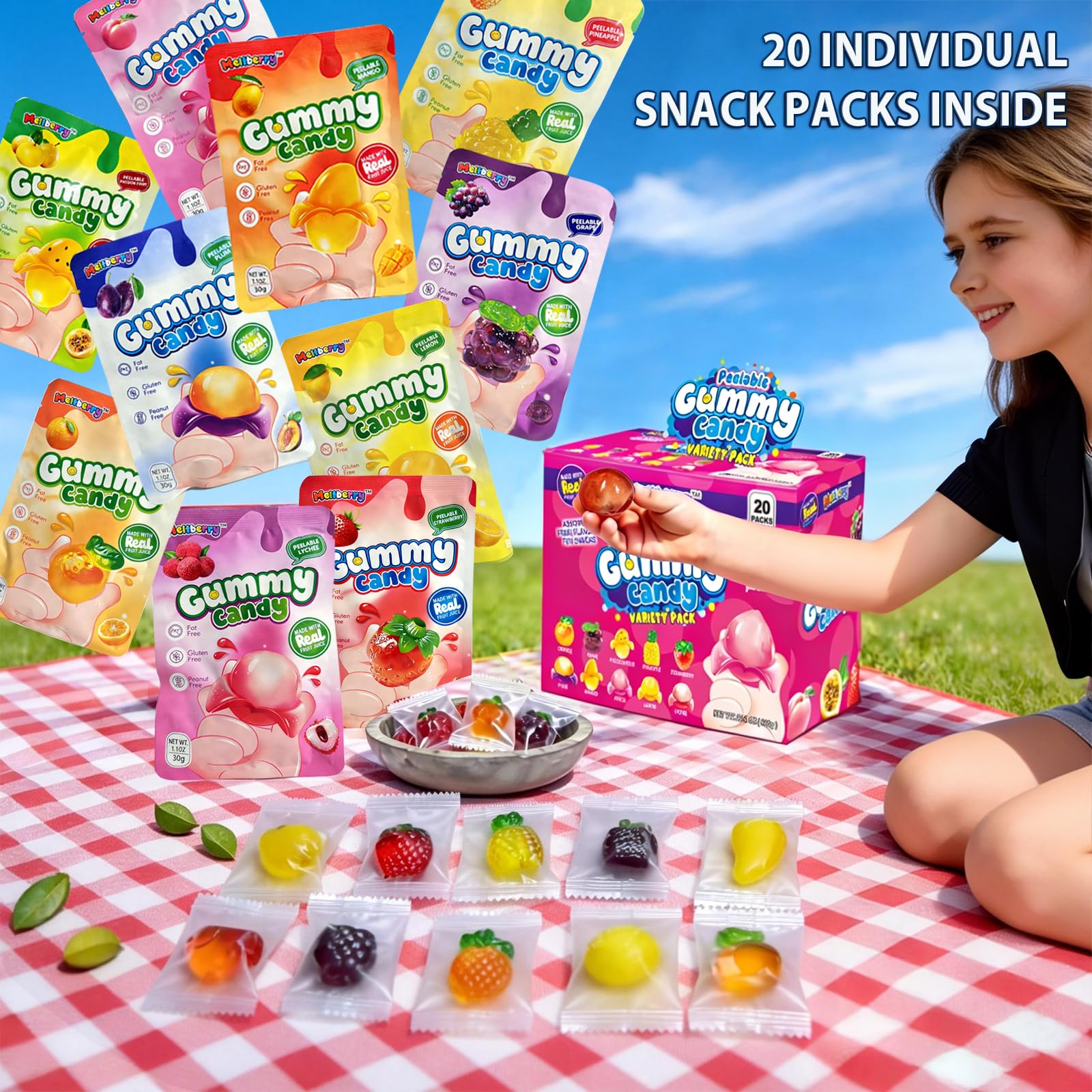 Meltberry gummies on party table adding colorful shareable treats
