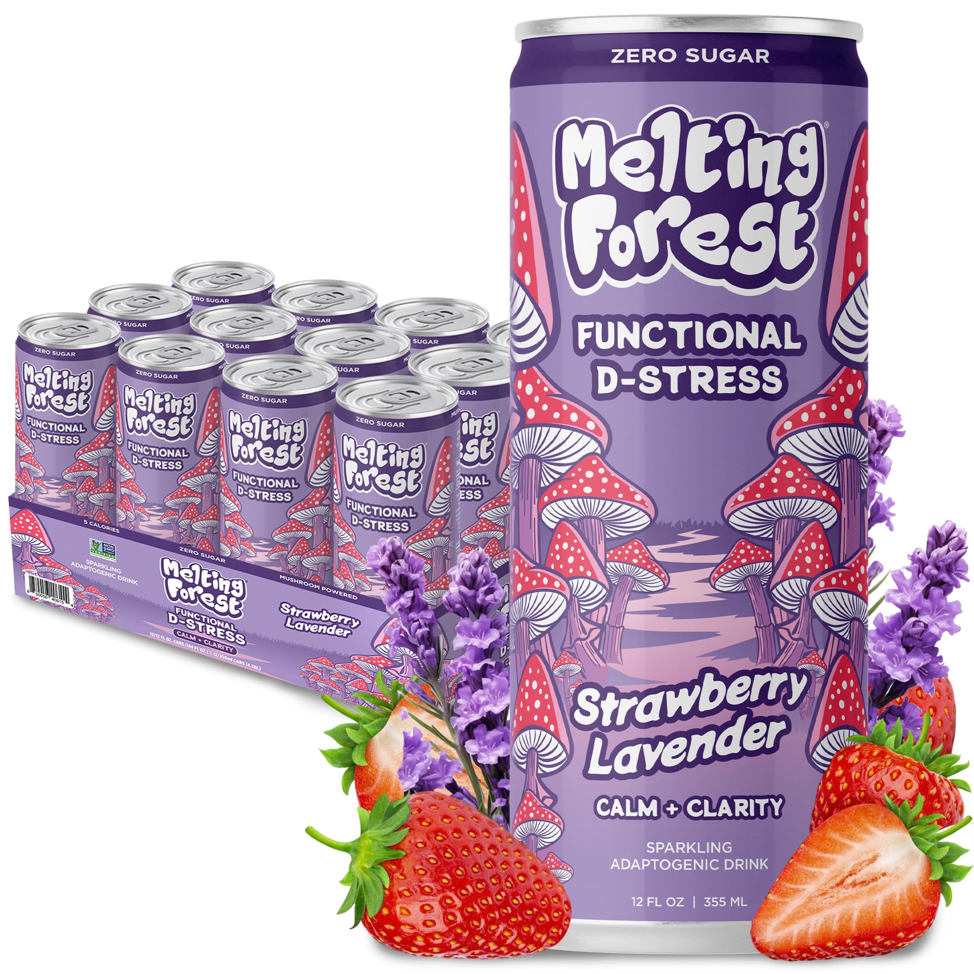 Melting Forest front packaging showing Strawberry Lavender flavor and benefits