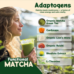 Melting Forest matcha latte in cup showing creamy froth and calm energy