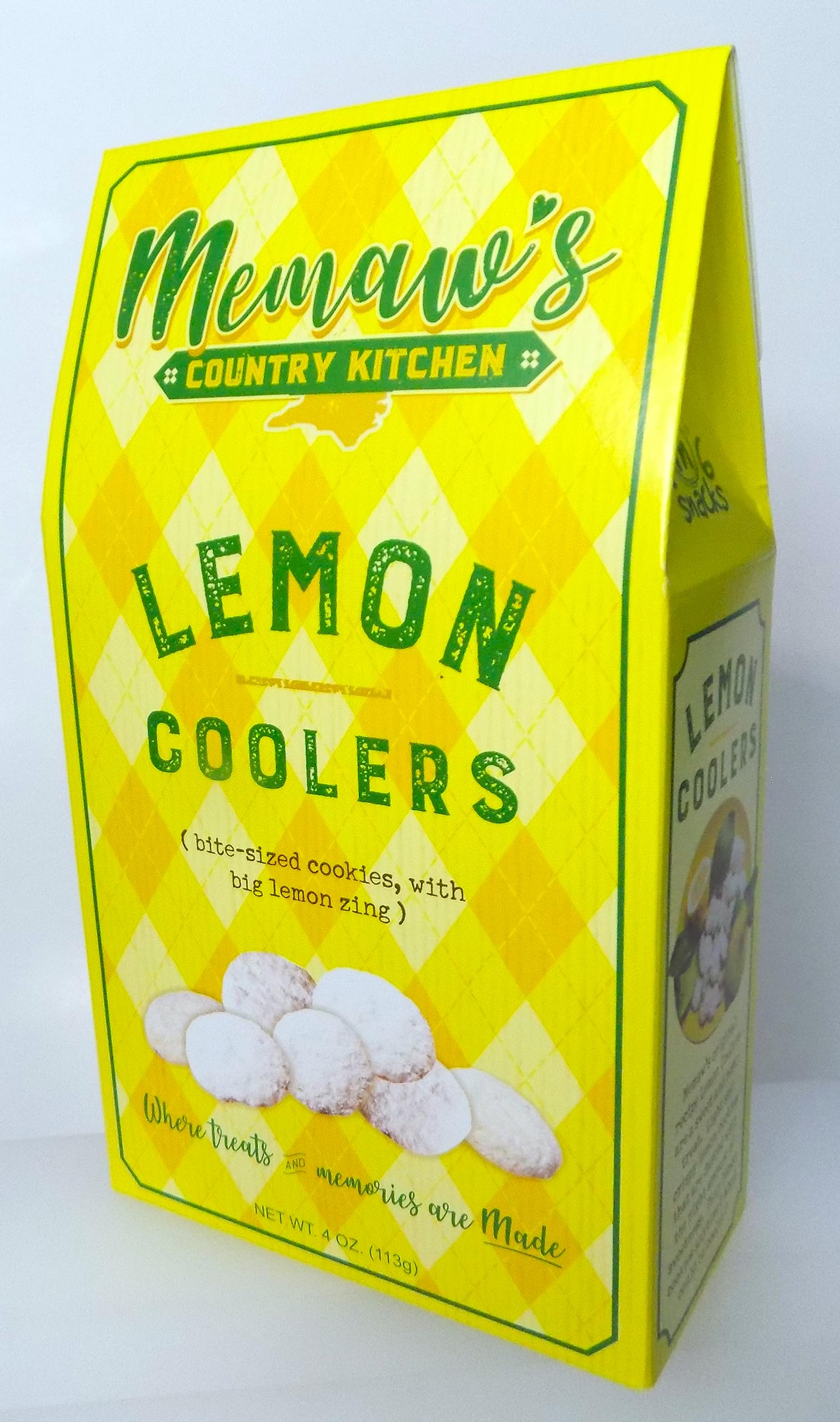 Memaw's Country Kitchen front box shot showing bright lemon branding and 4oz size for easy gifting