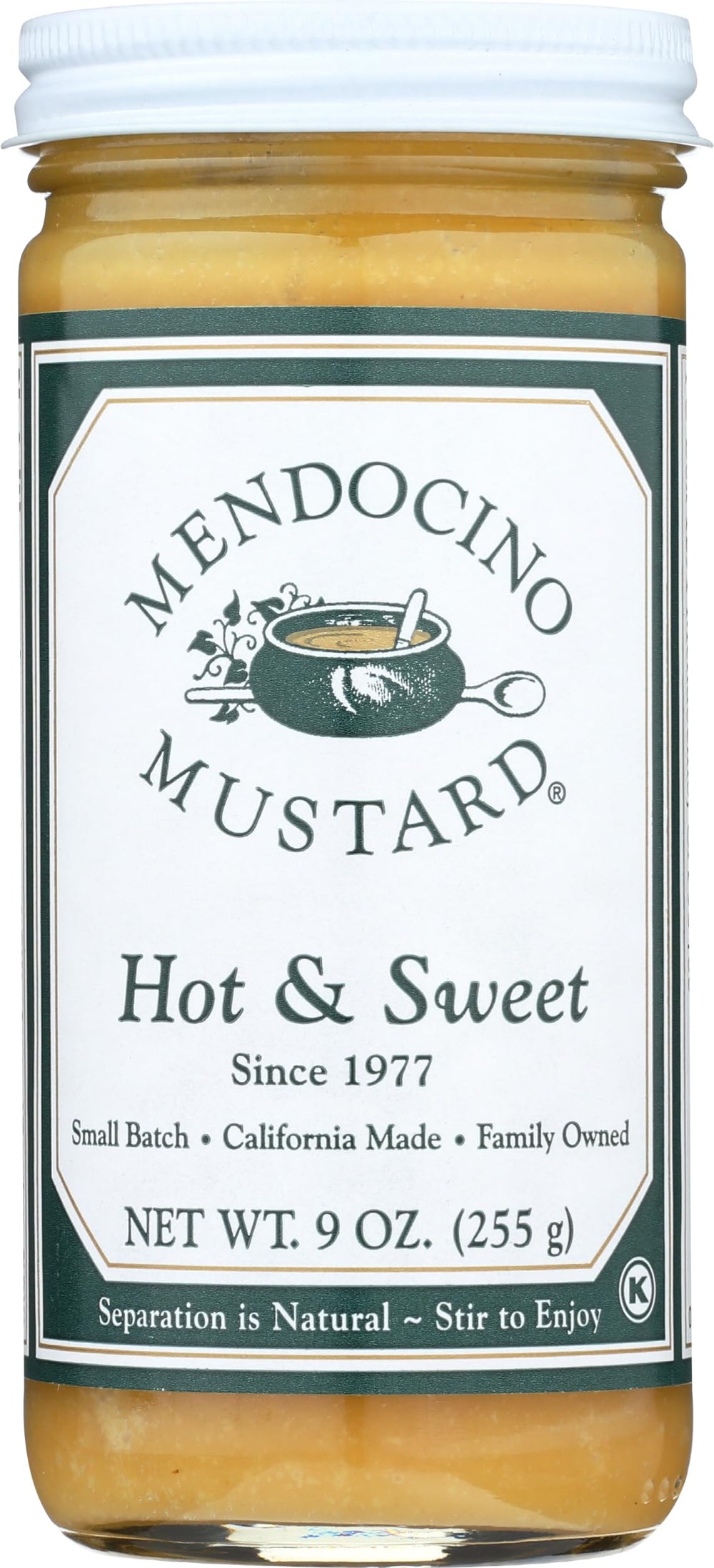 Mendocino jar front label showing artisanal mustard and brand benefit