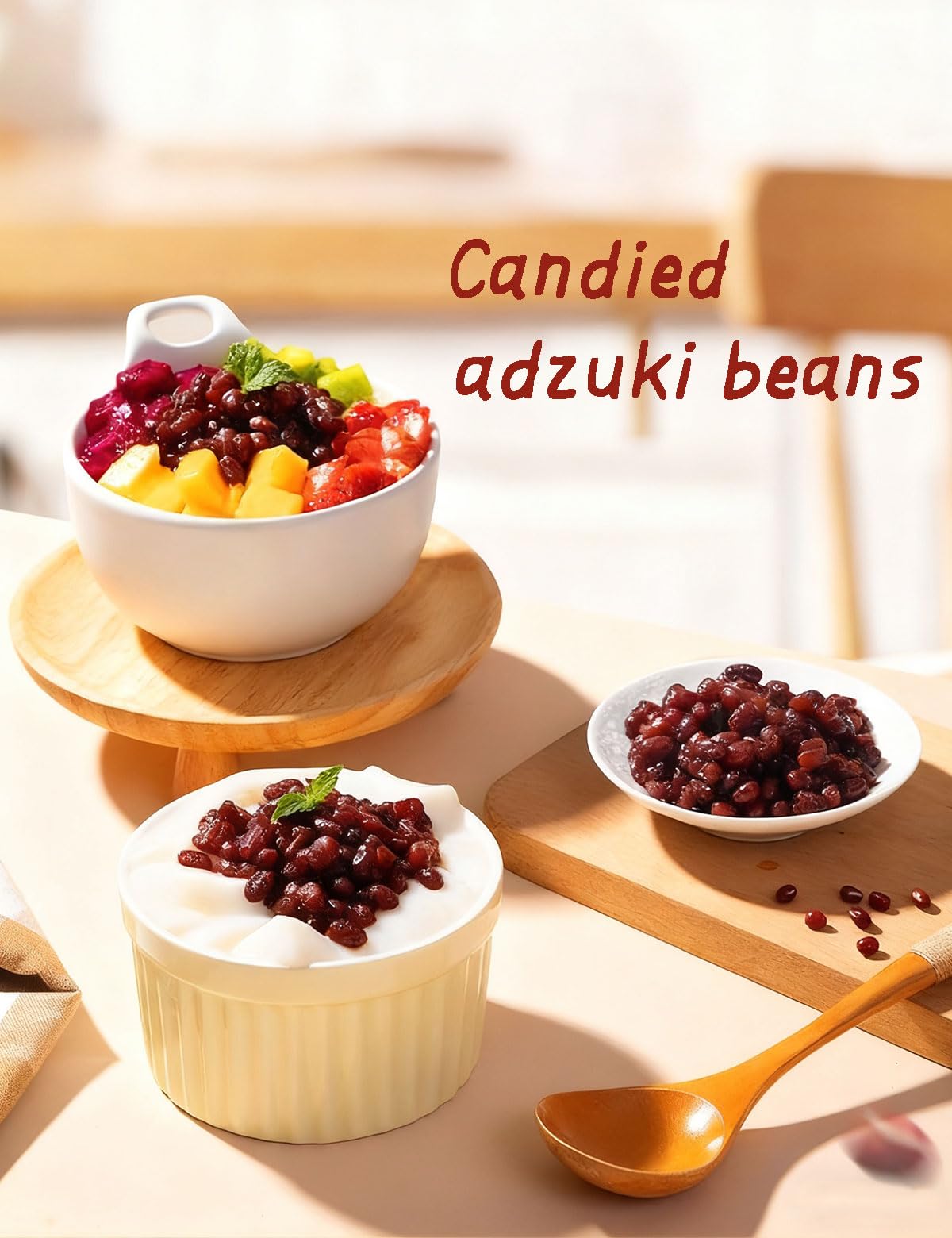 mentangzhao jar of beans in a kitchen scene, inspires dessert and tea uses