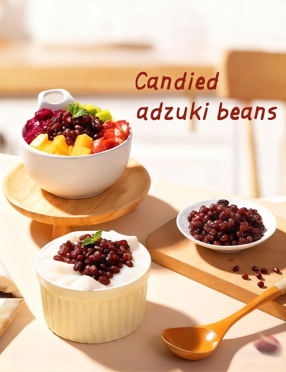 mentangzhao jar of beans in a kitchen scene, inspires dessert and tea uses