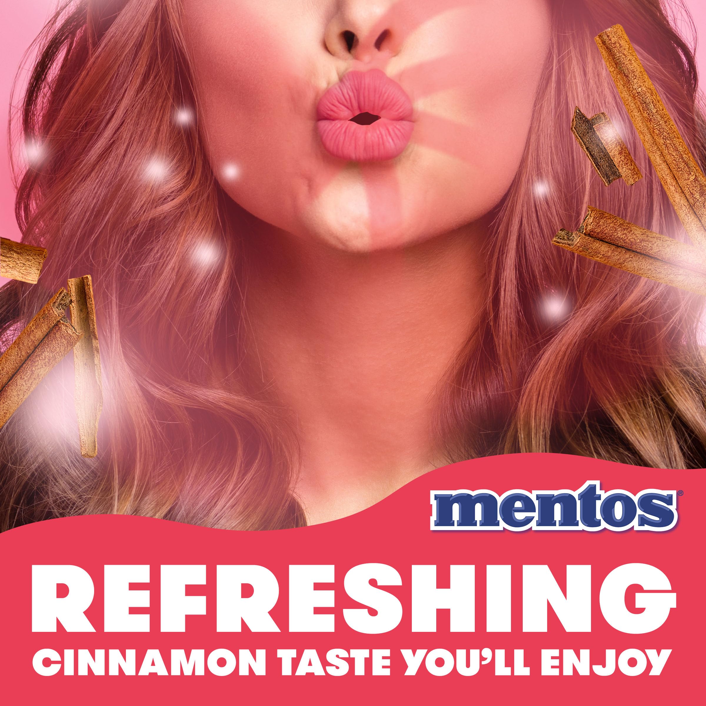 MENTOS cinnamon close-up of chewy texture highlighting satisfying chew