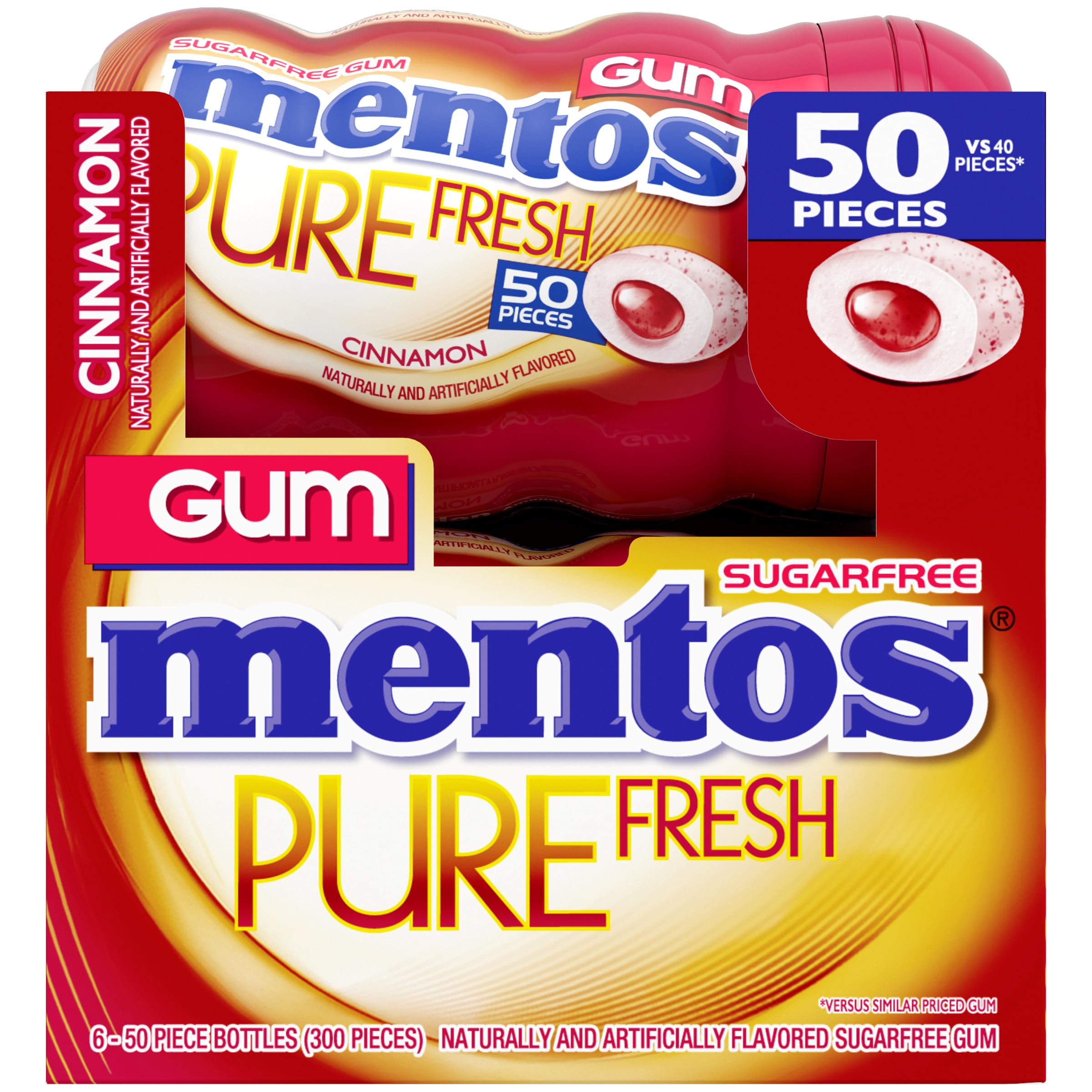 MENTOS close-up of gum piece showing crunchy shell and soft center