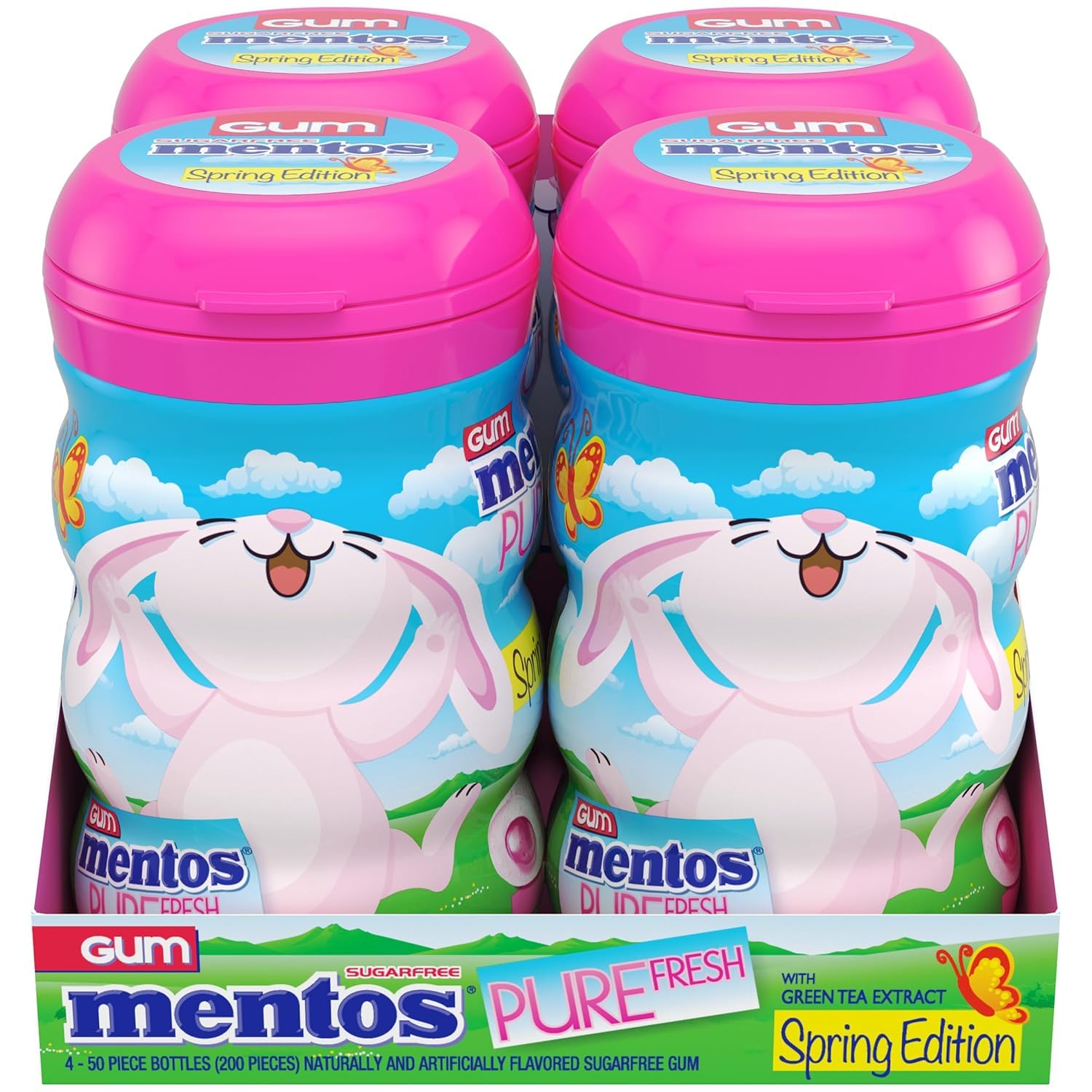 MENTOS four bottles arranged to show seasonal design and gift readiness