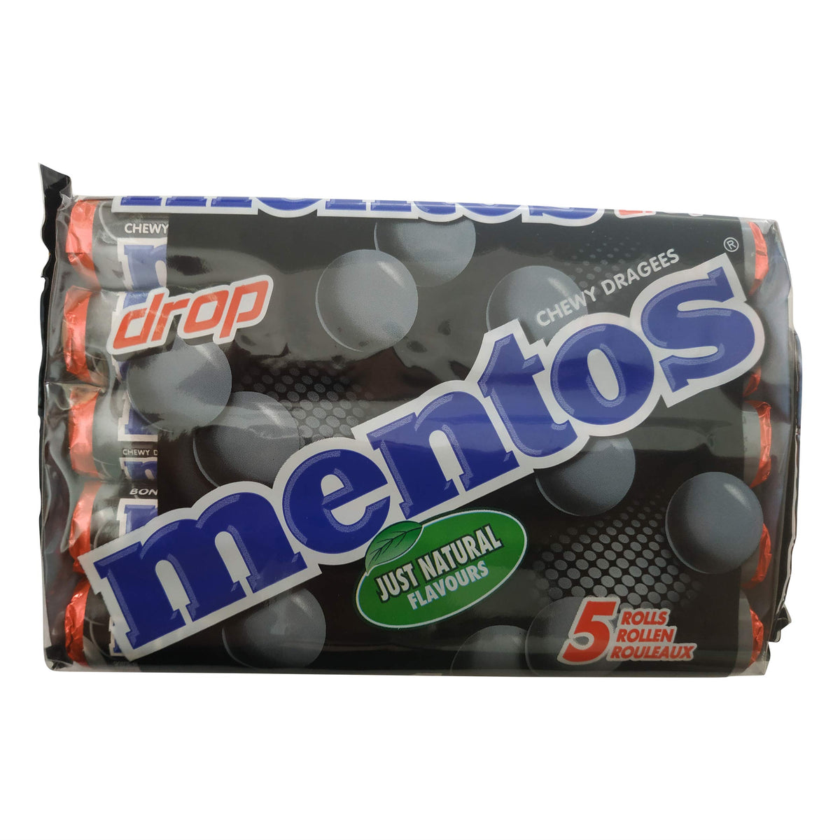MENTOS front packaging showing 6.61 oz bag and brand for easy identification and portability