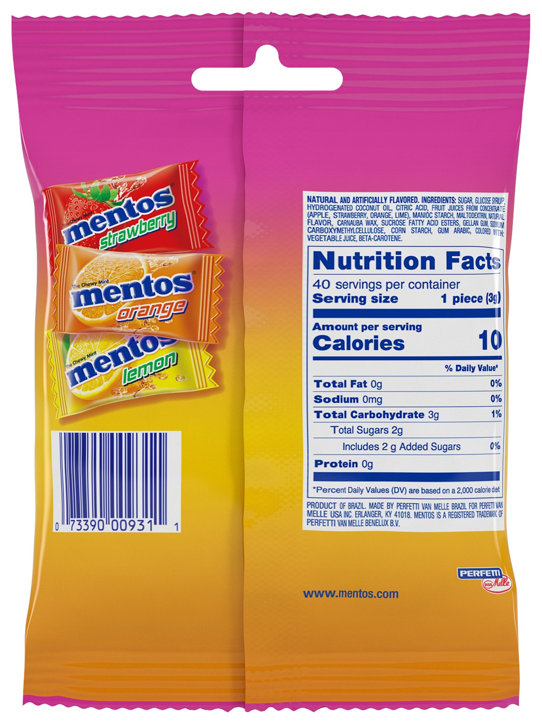 Close-up of Mentos chewy mint pieces highlighting texture and vibrant fruit flavors