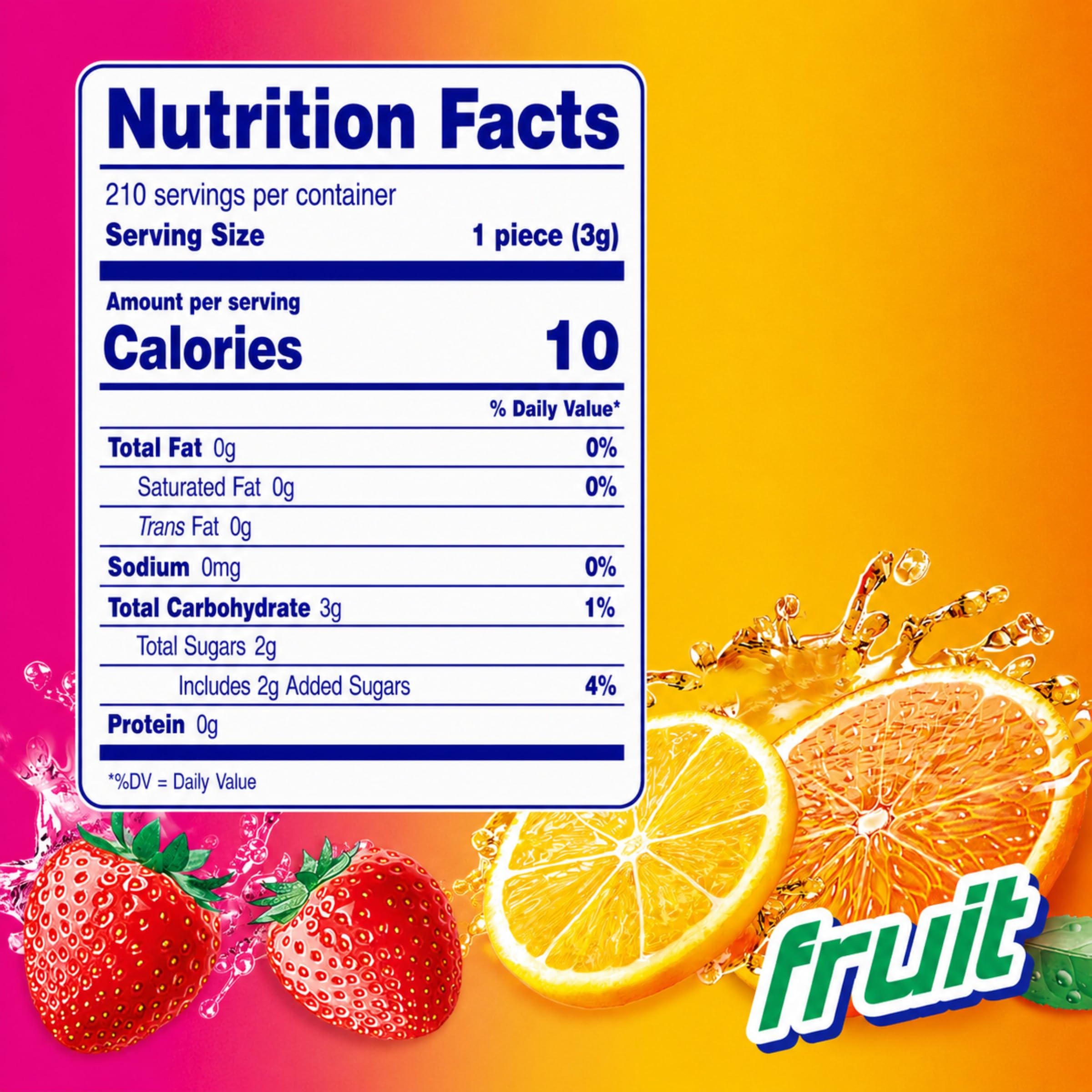Close-up of Mentos pack label showing ingredients and clear information benefit